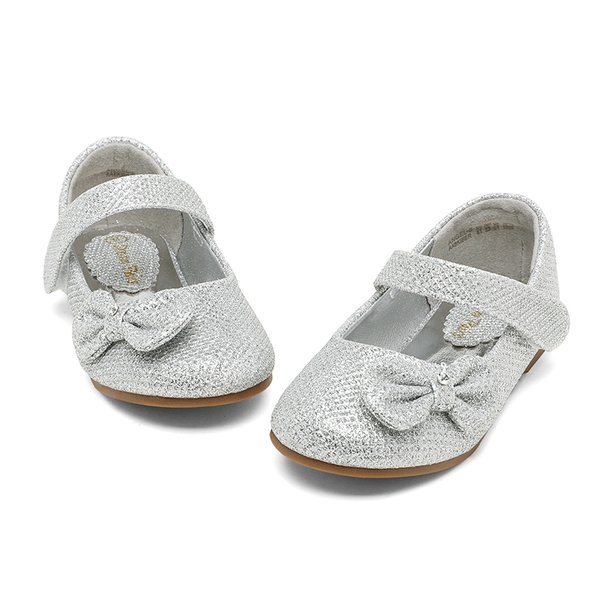 Toddler Girl's Ballerina Bow Flats - SILVER GLITTER - 3